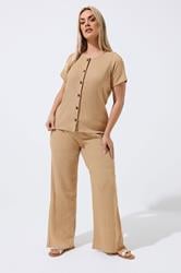 LIMITED COLLECTION Plus Size Beige Crinkle Short Sleeve Top | Yours Clothing 2