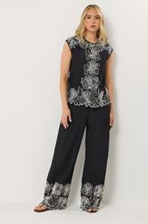LTS Tall Women's Black Floral Embroidered Linen Top | Long Tall Sally 2