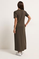 PixieGirl Petite Women's Chocolate Brown Cotton T-Shirt Maxi Dress | PixieGirl 2