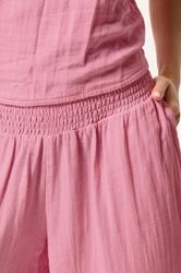 PixieGirl Petite Women's Set Pink Cotton Cheesecloth Top & Cropped Trousers | PixieGirl 8