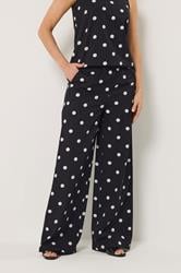 LTS Tall Women's  Black Polka Dot Wide Leg Trousers | Long Tall Sally 1