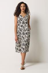 M&Co White Leaf Print Linen Midi Dress | M&Co 2