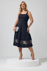 YOURS LONDON Plus Size Navy Blue Mesh Insert Dress | Yours Clothing 3