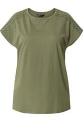 YOURS Curve Khaki Green Trim Detail T-Shirt