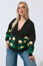 LIMITED COLLECTION Plus Size Black Floral Knitted Cardigan | Yours Clothing 3