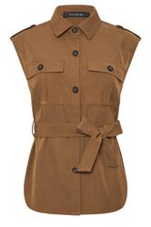 PixieGirl Petite Brown Belted Utility Shirt