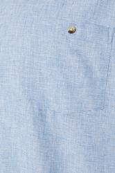D555 Big & Tall Light Blue Linen Mix Pocket Shirt | BadRhino 5