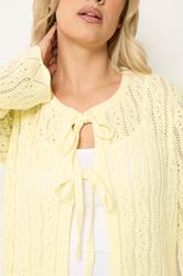 YOURS Plus Size Lemon Yellow Crochet Cardigan | Yours Clothing 5