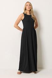 LTS Tall Women's Black Button Detail Cotton Maxi Dress | Long Tall Sally 1