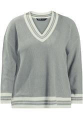 YOURS Plus Size Grey & White Knitted Tennis Jumper | Yours Clothing 6