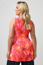 YOURS LONDON Plus Size Pink Abstract Sleeveless Knot Front Top | Yours Clothing 2