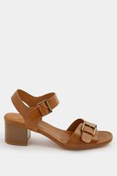 LTS Brown Buckle Block Heel In Standard Fit | Long Tall Sally 4