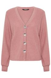 PixieGirl Petite cárdigan acanalado de toque suave con marga rosa
