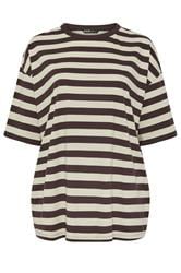 YOURS T-shirt droit marron chocolat et crème