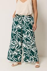 YOURS Plus Size Teal Green Floral Wide Leg Trousers | Yours Clothing 3