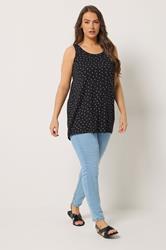 YOURS Plus Size Black Polka Dot Vest Top | Yours Clothing 1