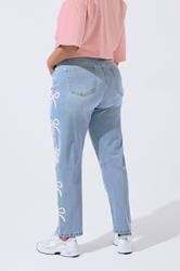 LIMITED COLLECTION Plus Size Blue Bow Barrel Leg Jeans | Yours Clothing 4