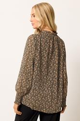 M&Co Brown Floral Tie Neck Blouse | M&Co 2