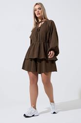 LIMITED COLLECTION Plus Size Chocolate Brown Cheesecloth Shorts | Yours Clothing 1