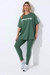 YOURS ACTIVE Plus Size Green 'Wellness Studio' T-Shirt | Yours Clothing 2