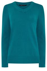 M&Co Teal Blue Long Sleeve V-Neck Jumper