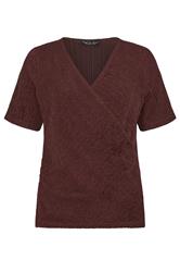 M&Co Rust Brown Textured Wrap Top