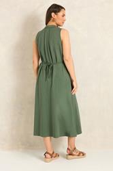 EVANS Plus Size Khaki Green Henley Maxi Dress | Evans 2