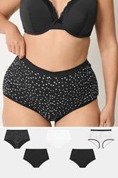 YOURSET 5 PACK Plus Size Black Ditsy Butterfly High Waisted Full Briefs | Yours Clothing 1