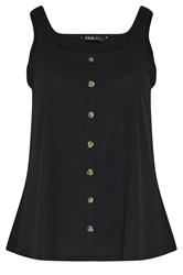 YOURS Curve Black Crinkle Vest Top
