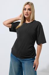 LIMITED COLLECTION Plus Size Black Cinched Waist T-shirt | Yours Clothing 3