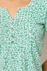 M&Co Petite White & Green Leaf Print Cotton Henley Top | M&Co 4