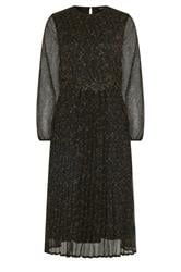 M&Co Black Abstract Spot Pleated Midi Dress | M&Co 1