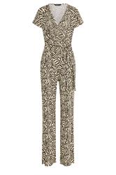 LTS Tall Chocolate Brown Zebra Wrap Jumpsuit