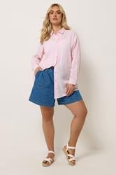 YOURS Plus Size Pink Stripe Textured Shirt | Yours Clothing 4