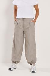 PixieGirl Petite Women's Grey Pinstripe Balloon Trousers | PixieGirl 1