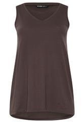 YOURS 3 PACK Plus Size Chocolate Brown & Rust Orange V-Neck Vest Tops | Yours Clothing 10
