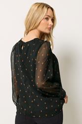 M&Co Women's Black Polka Dot Chiffon Blouse | M&Co 2