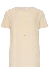 LTS Tall Cream Broderie Anglaise Front T-Shirt