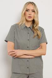 LTS Tall Women's Olive Green Stripe Button Cotton Shirt | Long Tall Sally 2
