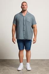 BadRhino Big & Tall Blue Acid Wash Cotton Shirt | BadRhino 2