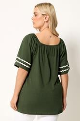 YOURS Plus Size Khaki Green Swing Blouse | Yours Clothing 2