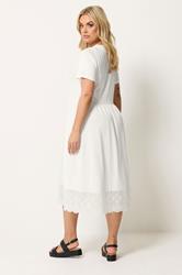 YOURS Plus Size Ivory White Broderie Anglaise Trim Dress | Yours Clothing 2