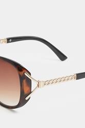 Brown Chain Oval Sunglasses | Yours Clothing 4
