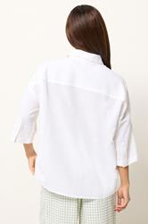 PixieGirl Petite Women's White Short Sleeve Linen Shirt | PixieGirl 2