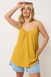 YOURS Plus Size Yellow Gathered Swing Vest Top | Yours Clothing 3