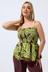 LIMITED COLLECTION Plus Size Green Palm Leaf Vest Top | Yours Clothing 3