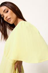 PixieGirl Petite Yellow Asymmetric Tiered Midi Dress | PixieGirl 4