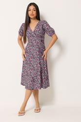 M&Co Petite Pink Ditsy Floral Wrap Dress | M&Co 1