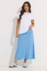 PixieGirl Petite Women's Blue Floral Midi Skirt | PixieGirl 3