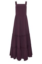 M&Co Berry Purple Woven Swirl Trim Tiered Maxi Dress | M&Co 5